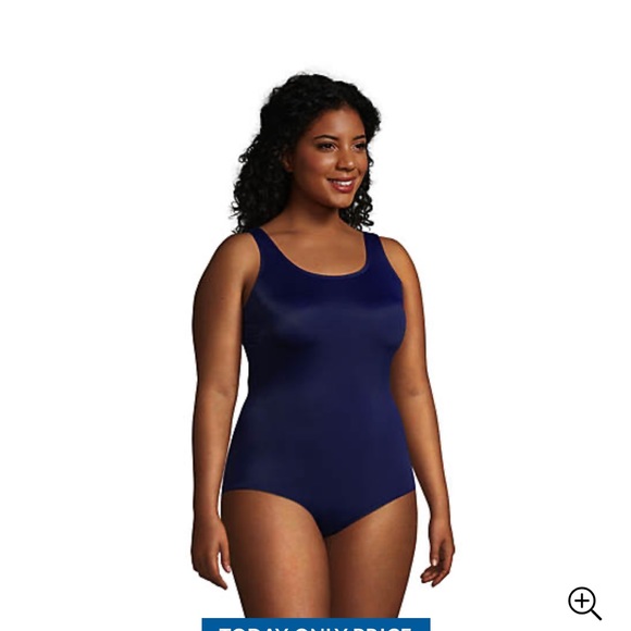 Lands End plus chlorine resistant  tugless soft cup sporty bathing suit - Picture 3 of 10